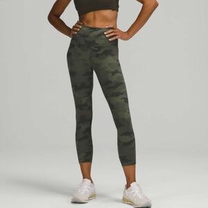 Lululemon Wunder Train HR Crop Size 16 Heritage 365 Camo Green Everlux